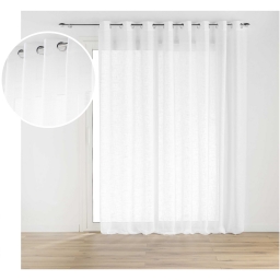 Voilage grande largeur a oeillets 300 x 240 cm effet lin tisse haltona Blanc