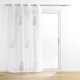 Voilage sablé  140 x 240 cm brodé metallisé Palmeor Argent