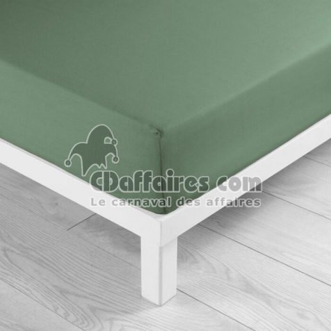 Drap-housse 1 personne 90 x 190 cm coton 57 fils LINA C&egrave;dre &ndash; Bonnet 30 cm