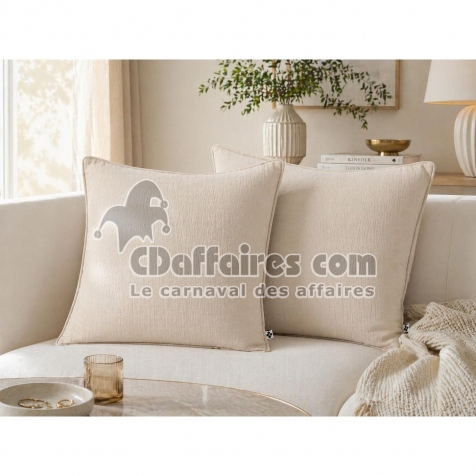 Lot de 2 coussins 45 x 45 cm gaze de coton Pampa &ndash; D&eacute;houssables zip &ndash; Passepoil