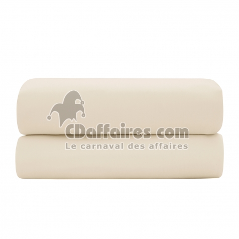 Drap-housse 140 x 190 cm &mdash; Satin de coton 120 fils/cm&sup2; &mdash; Cr&egrave;me &mdash; Bonnet 30 cm
