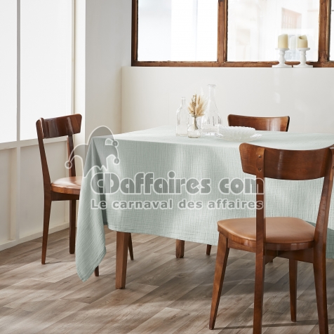 Nappe rectangulaire 150 x 350 cm &ndash; Double gaze de coton &ndash; Ga&iuml;a Eucalyptus