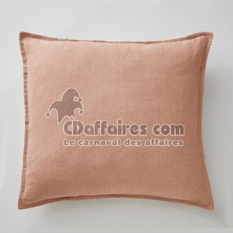 Taie d&rsquo;Oreiller 60 x 60 cm &ndash; Lin Lav&eacute; Fran&ccedil;ais Luxe Soline - Vieux rose