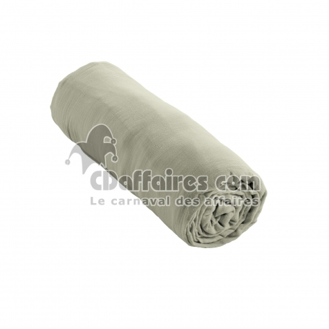 Drap-housse 180 x 200 cm &ndash; Double Gaze de Coton 125 g/m&sup2; &ndash; Ga&iuml;a Vert d&rsquo;Eau
