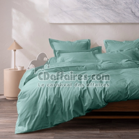 Housse de couette 240 x 220 cm Grand H&ocirc;tel Signature C&eacute;ladon &mdash; Percale de coton peign&eacute; 80 fils/cm&sup2;
