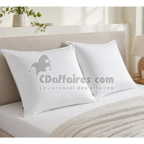 Lot de 2 Taies d&rsquo;oreiller 63 x 63 cm &ndash; Viscose de Satin de Bambou &ndash; Blanc &ndash; SALOM&Eacute;