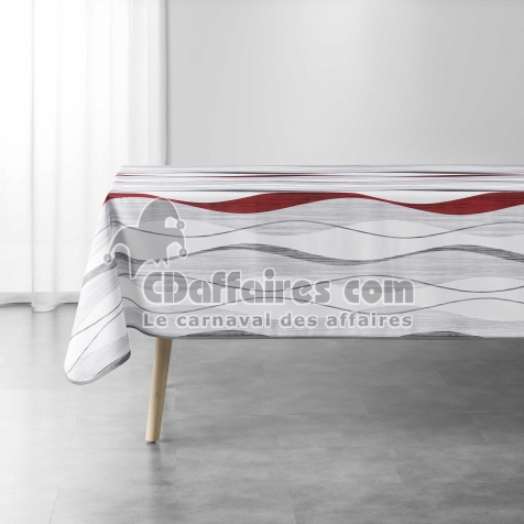 Nappe antitache rectangle 150 x 240 cm polyester imprim&eacute; &ndash; Ondulys Rouge