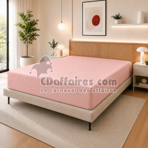 Drap Housse 140 x 190 cm Drag&eacute;e &ndash; 100% Coton 57 Fils/cm&sup2; &ndash; Bonnet 30 cm