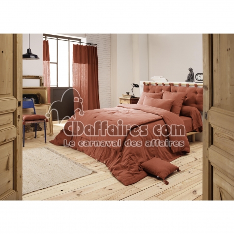 Housse de couette 260 x 240 cm &ndash; Double gaze de coton &ndash; Ga&iuml;a Terracotta