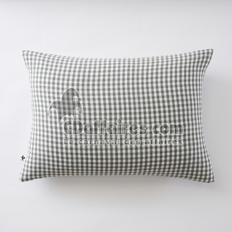 Taie d&rsquo;oreiller 50 x 70 cm &ndash; Gaze de coton tiss&eacute;e teinte VICKIE Romarin