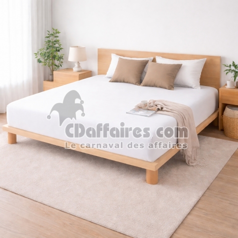 Drap-housse 140 x 190 cm Sienna Blanc &ndash; Face Gaze de Coton & Coton 57 fils &ndash; Bonnet 30 cm