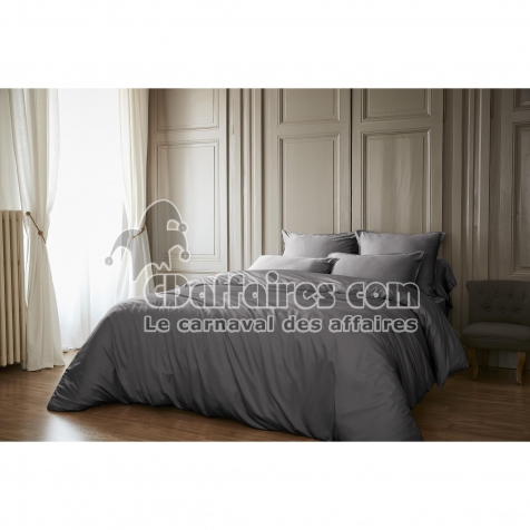 Housse de Couette 260 x 240 cm &ndash; Satin de Bambou &ndash; Salom&eacute; Granit