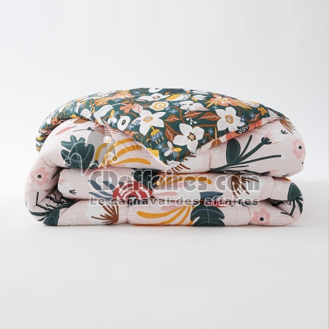 Couette Imprimée 140 x 200 cm + 1 Taie d’Oreiller 63 x 63 cm – CHAMPÊTRE – Coton 57 fils