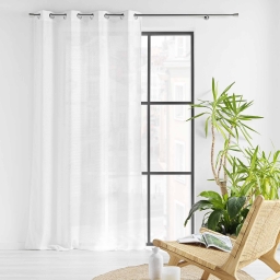 Voilage &agrave; &oelig;illets 140 x 280 cm &ndash; Effet lainage &ndash; Loulaine Blanc