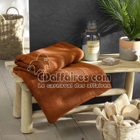 Drap de bain 90 x 150 cm &ndash; Coton &eacute;ponge uni Tendresse Caramel &ndash; 500 g/m&sup2;