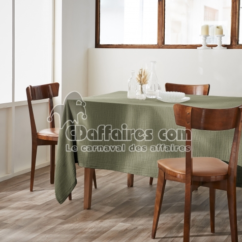 Nappe rectangulaire 150 x 250 cm &ndash; Double gaze de coton &ndash; Ga&iuml;a Romarin