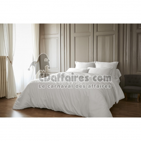Housse de Couette 240 x 220 cm &ndash; Satin de Bambou &ndash; Salom&eacute; Blanc