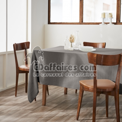 Nappe rectangulaire 150 x 350 cm &ndash; Double gaze de coton &ndash; Ga&iuml;a Granit