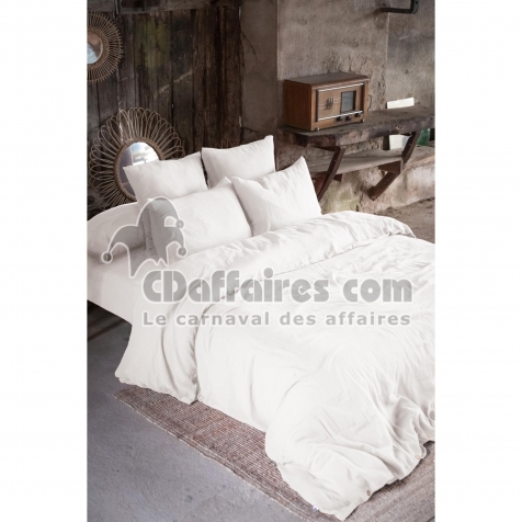 Parure de lit 260 x 240 cm &ndash; Double gaze de coton &ndash; + 2 taies 50 x 70 - Blanc
