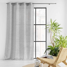 Voilage &agrave; &oelig;illets 140 x 280 cm &ndash; Effet lainage &ndash; Loulaine Gris