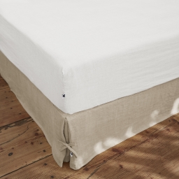 Drap Housse 90 x 190 cm &ndash; Lin Lav&eacute; Fran&ccedil;ais Luxe Soline &ndash; Blanc