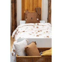 Housse de couette + 2 taies d’oreiller 200 x 200 cm – Coton 57 fils – Imprimé Pompon