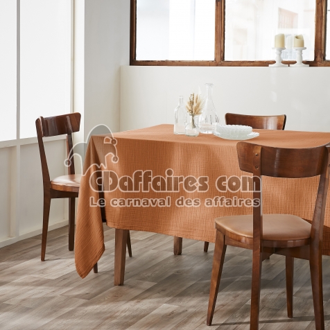 Nappe rectangulaire 150 x 250 cm &ndash; Double gaze de coton &ndash; Ga&iuml;a Abricot