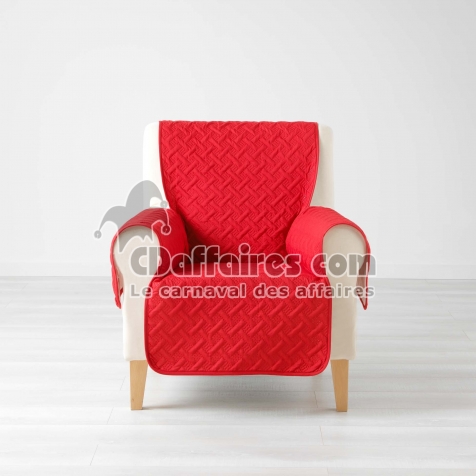 PROT&Egrave;GE-FAUTEUIL MATELASS&Eacute; 165 x 179 cm &ndash; Microfibre Unie &ndash; LOUNGE &ndash; Rouge