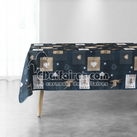 Nappe antitache rectangle 150 x 240 cm polyester imprim&eacute; &ndash; Augustin bleu