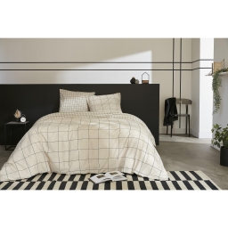 Housse de couette 240 x 220 cm + 2 taies d’oreiller 63 x 63 cm – Coton 57 fils – Carrie Pampa