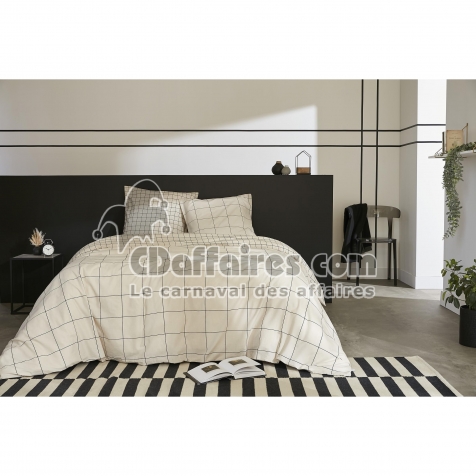Housse de couette 240 x 220 cm + 2 taies d&rsquo;oreiller 63 x 63 cm &ndash; Coton 57 fils &ndash; Carrie Pampa