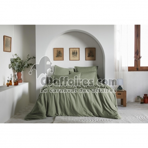 Housse de couette 200 x 200 cm &ndash; Lyocell uni LYSANDRE &ndash; Thym