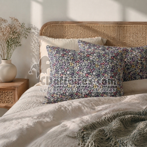 Lot de 2 Taies d&rsquo;Oreiller 60 x 60 cm &ndash; Gaze de Coton Imprim&eacute;e &ndash; MALIA Floral