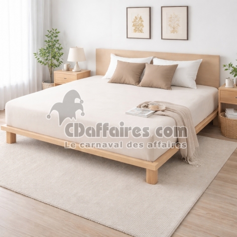 Drap-housse 160 x 200 cm Sienna Sable &ndash; Gaze de coton & coton 57 fils &ndash; Bonnet 30 cm