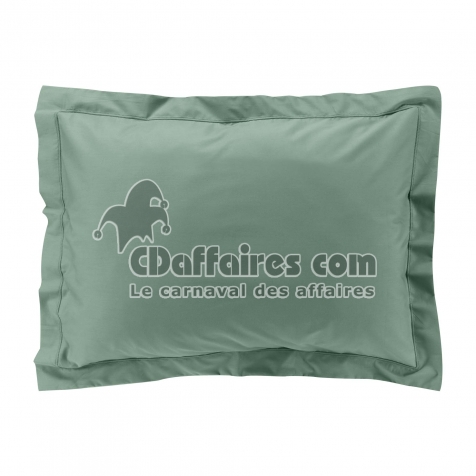 Taie d&rsquo;oreiller volant plat &ndash; 50 x 70 cm &ndash; percale unie 78 fils &ndash; point bourdon &ndash;Tilleul