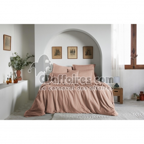 Housse de couette 200 x 200 cm &ndash; Lyocell uni LYSANDRE &ndash; Blush