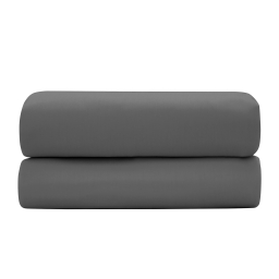 Drap-housse 160 x 200 cm &mdash; Satin de coton 120 fils/cm&sup2; &mdash; Graphite &mdash; Bonnet 30 cm