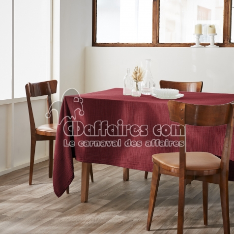 Nappe rectangulaire 150 x 250 cm &ndash; Double gaze de coton &ndash; Ga&iuml;a Bordeaux