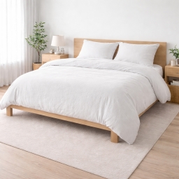 Parure de lit 240 x 220 cm Sienna Blanc + 2 taies 63x63 cm &ndash; Double face gaze de coton & coton 57 fils