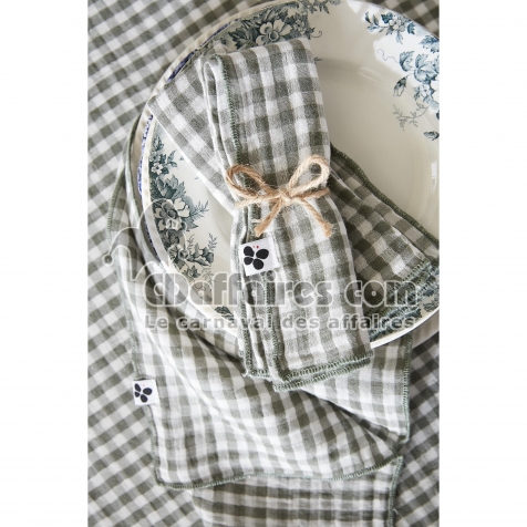 Lot de 3 serviettes 40 x 40 cm &ndash; Double gaze de coton &ndash; Vickie Romarin