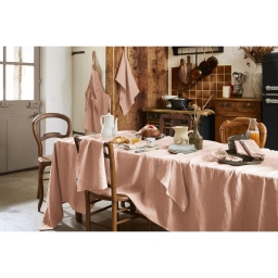Nappe Rectangle 170 x 350 cm &ndash; Lin Lav&eacute; Fran&ccedil;ais Luxe Soline &ndash; Vieux rose