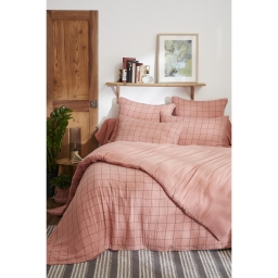 Housse de couette réversible 200 x 200 cm – Gaze de coton tissée-teinte GAÏA MATCH – Rose Pêche