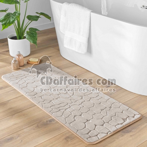 Tapis de Bain 50 x 120 cm &ndash; Microfibre Unie Relief Ricochet &ndash; Ultra Doux & Absorbant Taupe
