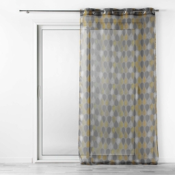Voilage &agrave; &oelig;illets &ndash; 140 x 240 cm &ndash; voile imprim&eacute; Palpito &ndash; jaune/anthracite