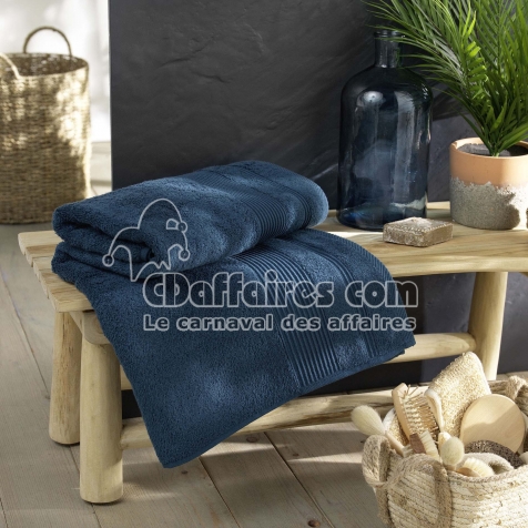 Drap de bain 90 x 150 cm &ndash; Coton &eacute;ponge uni Tendresse Saphir &ndash; 500 g/m&sup2;