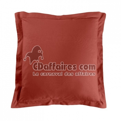 Taie d&rsquo;oreiller 63 x 63 cm coton 57 fils Lina Terracotta &ndash; Volant plat avec point bourdon