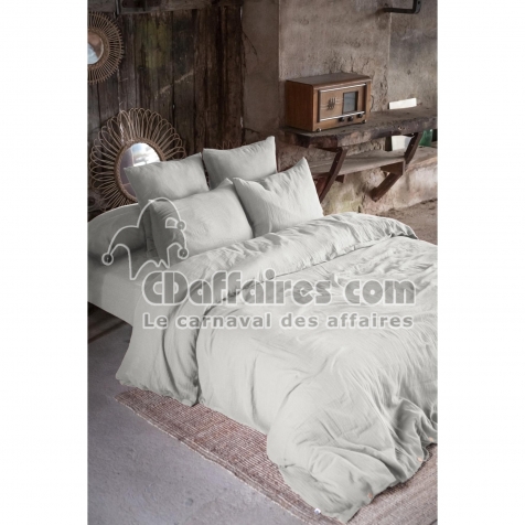 Parure de lit 260 x 240 cm &ndash; Double gaze de coton &ndash; + 2 taies 50 x 70 - Nuage