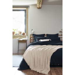 Plaid à franges 180 x 220 cm – Double gaze de coton GAÏA Pampa