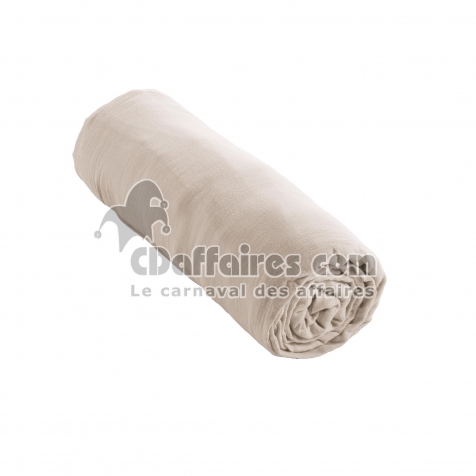 Drap-housse 160 x 200 cm &ndash; Double Gaze de Coton 125 g/m&sup2; &ndash; Ga&iuml;a  Pampa