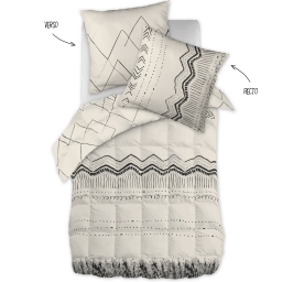 Parure de lit 140 x 200 cm + 1 taie d’oreiller 63 x 63 cm – Coton 57 fils – Motif Berbère